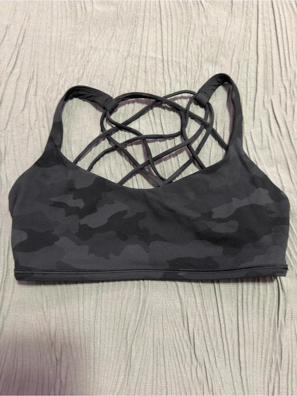 lululemon athletica Black Camo Strappy Sports Bra